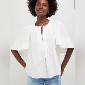Tuckernuck Pomander Place White Finley Flutter Sleeve Top XS